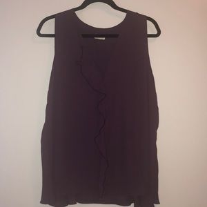 Purple Ruffle Sleeveless Blouse